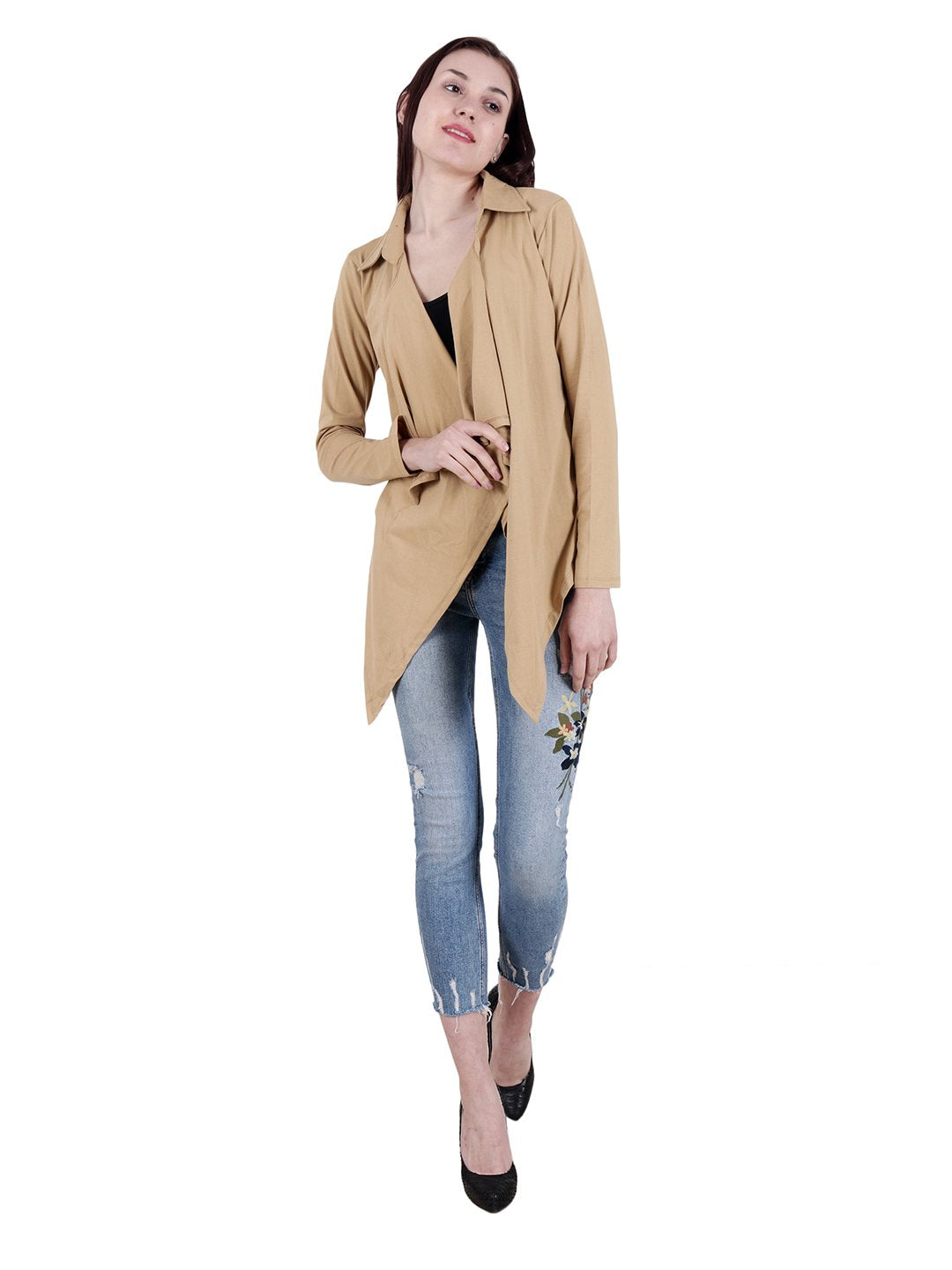 Brown Solid Shrug