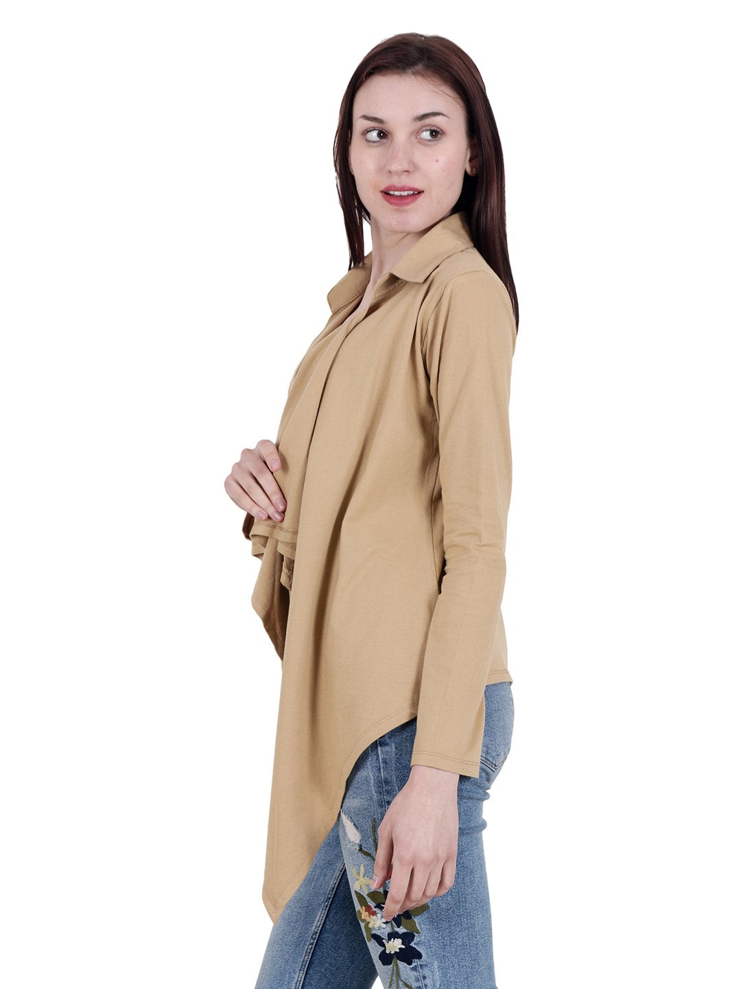 Brown Solid Shrug