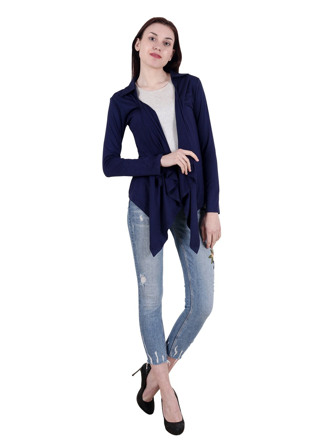 Navy Solid Shrug