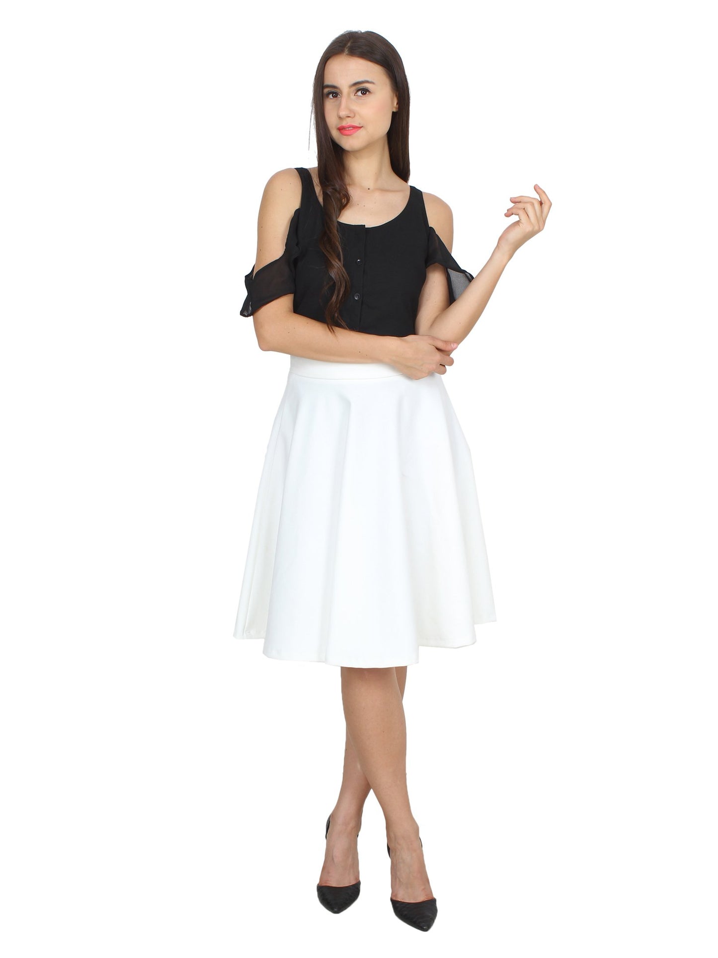 White Solid Skirt
