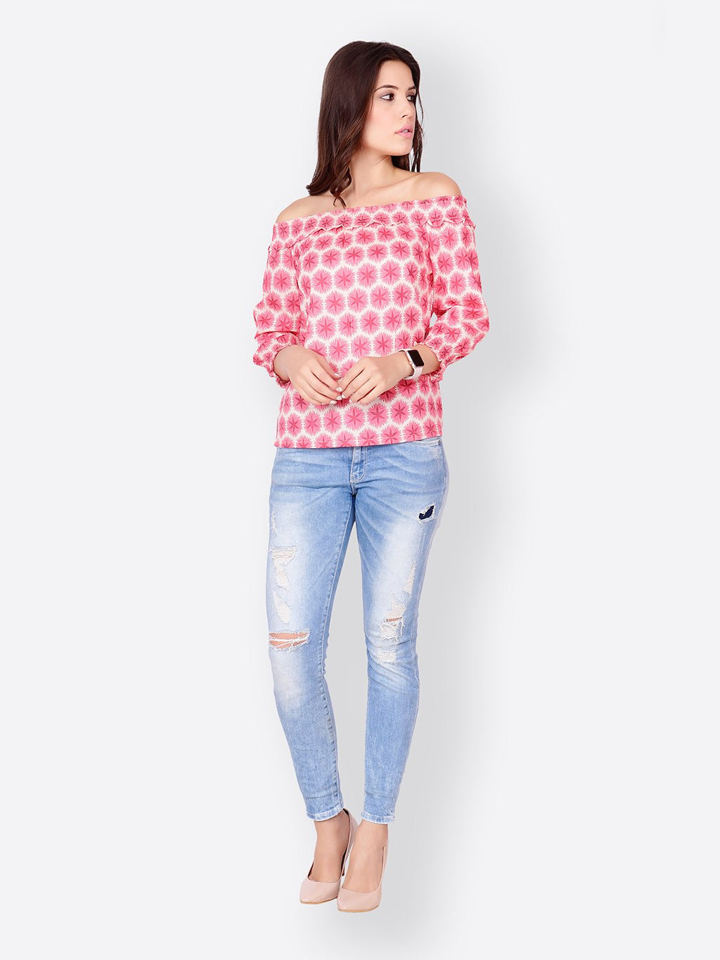 SCORPIUS LIGHT PINK PRINTED TOP