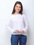 SCORPIUS WHITE RAYON STYLED NECK TOP