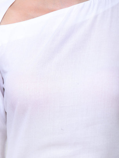 SCORPIUS WHITE RAYON STYLED NECK TOP
