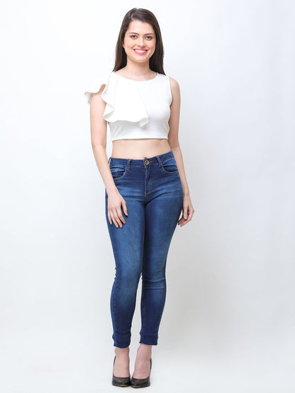 SCORPIUS WHITE FRONT FRILL TOP