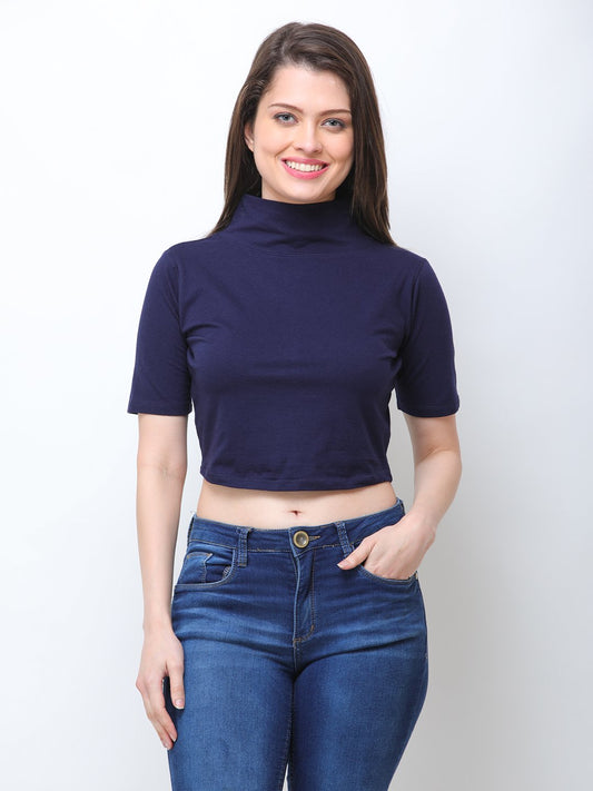 SCORPIUS NAVY HIGHNECK CROPTOP