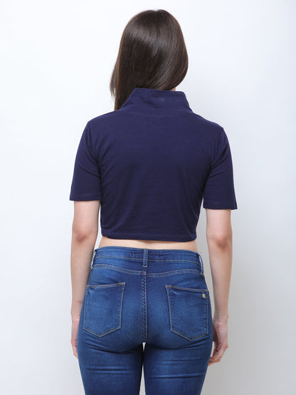 SCORPIUS NAVY HIGHNECK CROPTOP