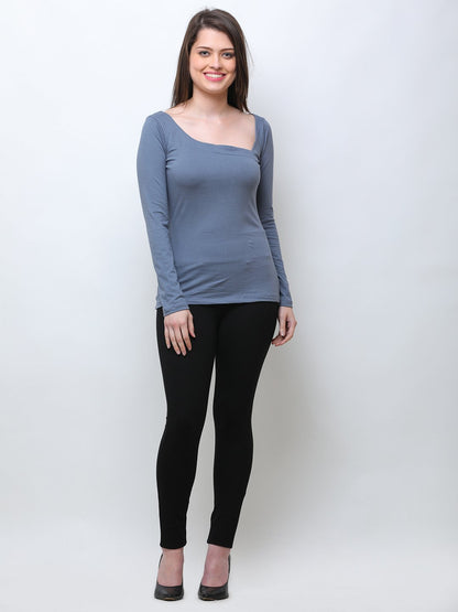 SCORPIUS GREY STYLED NECK TOP
