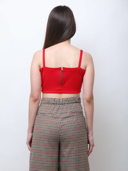SCORPIUS RED STRAP TOP WITH STYLED BACK ZIP