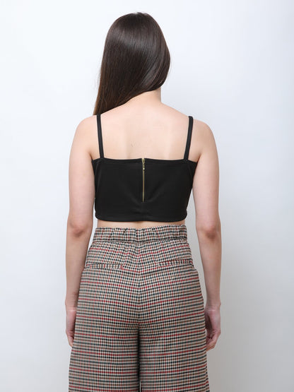 SCORPIUS BLACK STRAP TOP WITH STYLED BACK ZIP