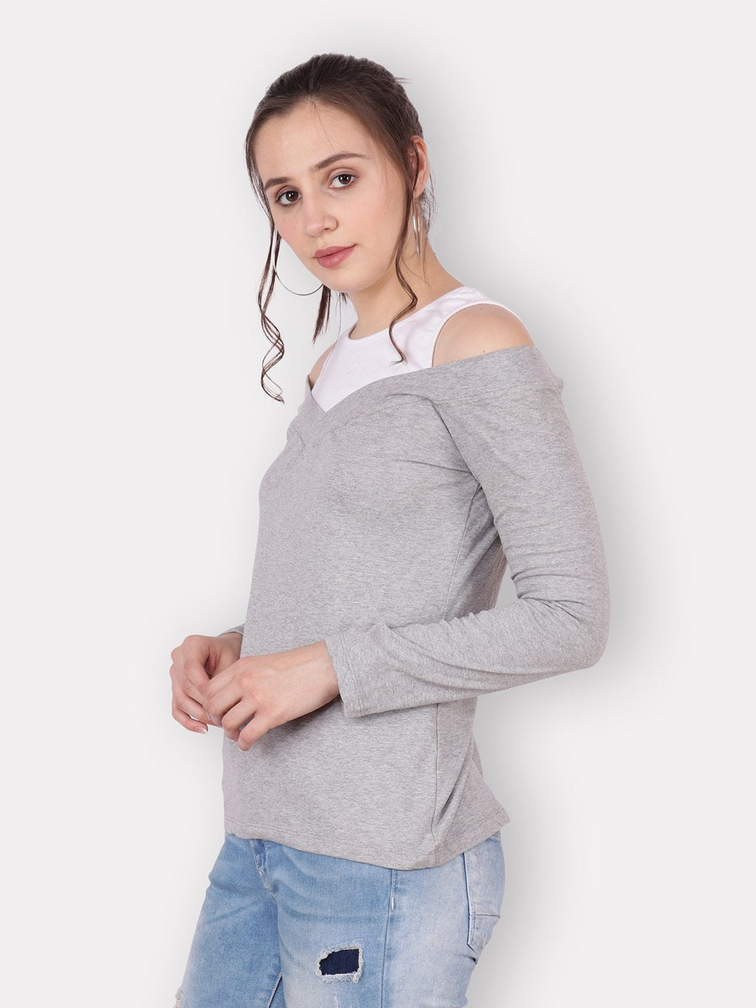 Scorpius Grey and white top