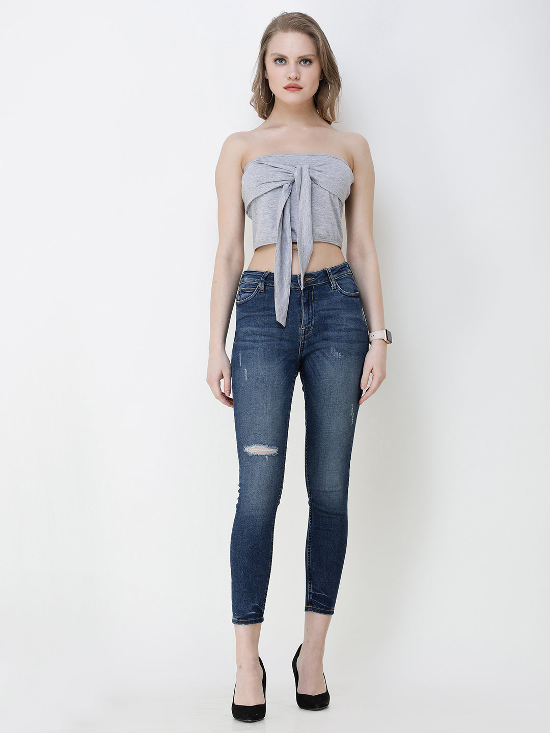 SCORPIUS Women Grey Printed Tube Top