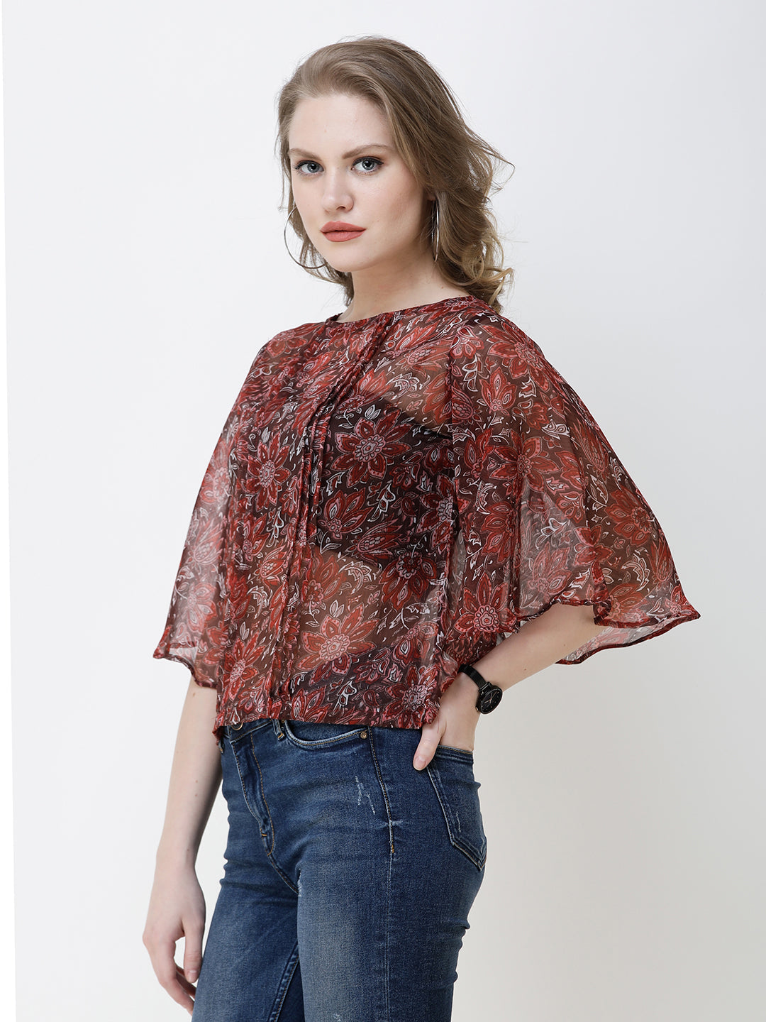 SCORPIUS Women Maroon Printed Top