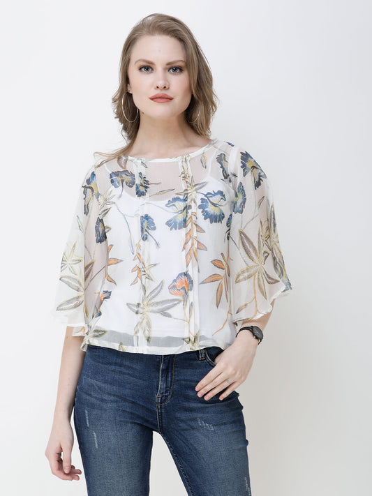 SCORPIUS Women White Printed Top