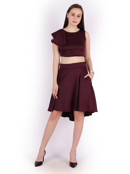 SCORPIUS Maroon cut sleeve Crop top