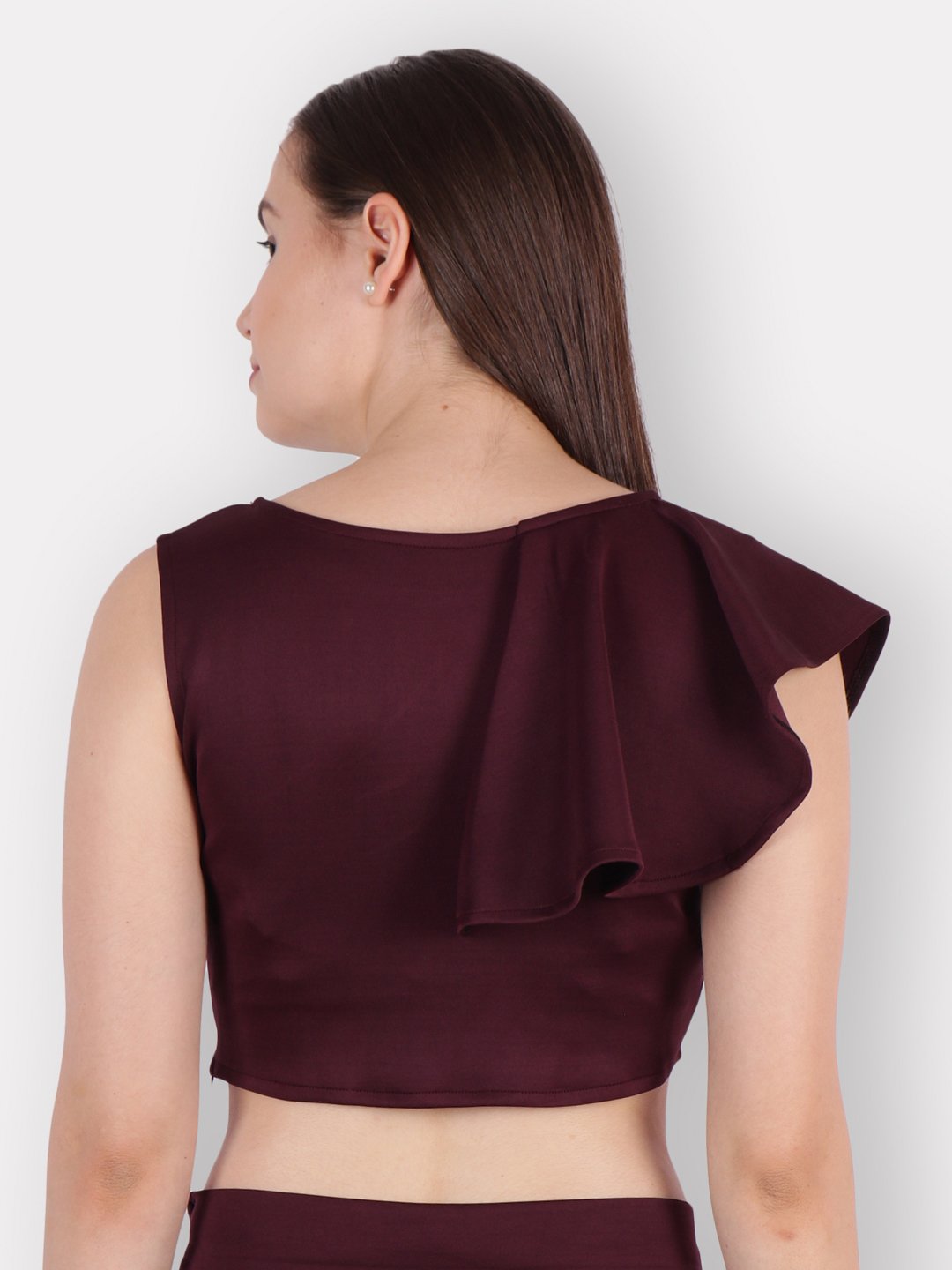 SCORPIUS Maroon cut sleeve Crop top