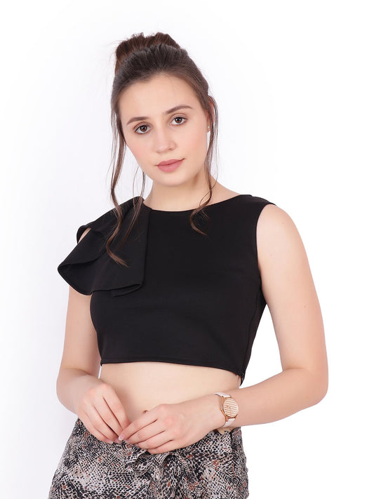 SCORPIUS Black cut sleeve Crop top