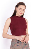 SCORPIUS Maroon Hosiery Crop top