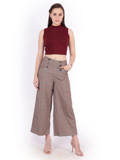 SCORPIUS Maroon Hosiery Crop top