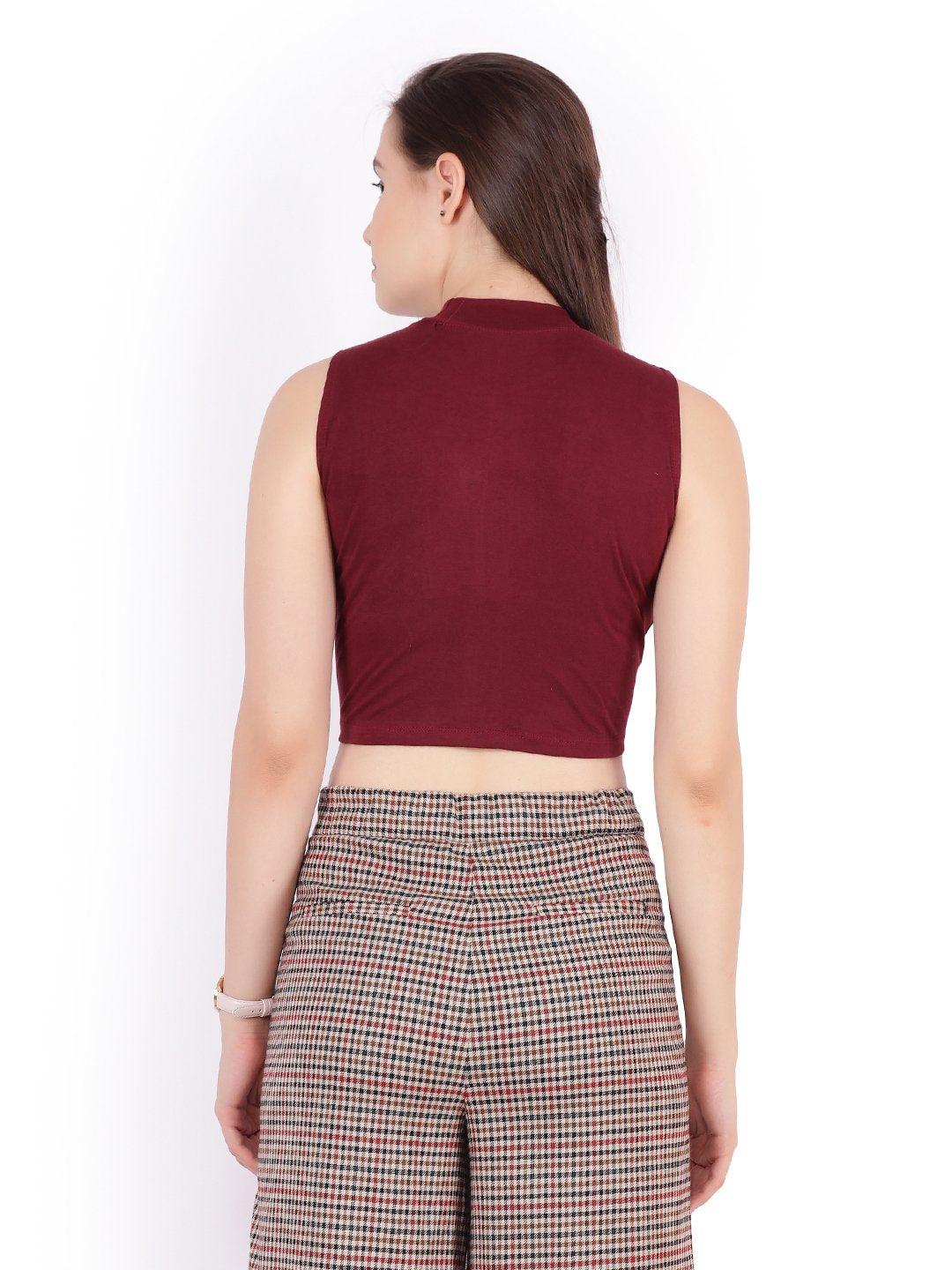 SCORPIUS Maroon Hosiery Crop top