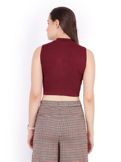 SCORPIUS Maroon Hosiery Crop top