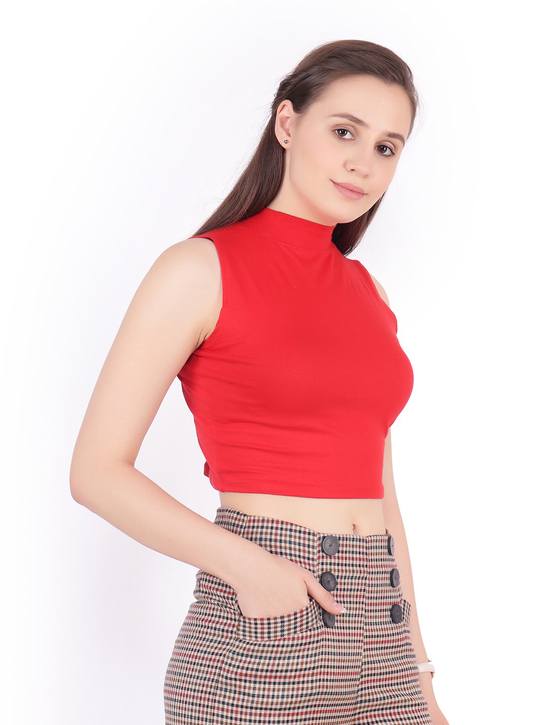 SCORPIUS Red Hosiery Crop top