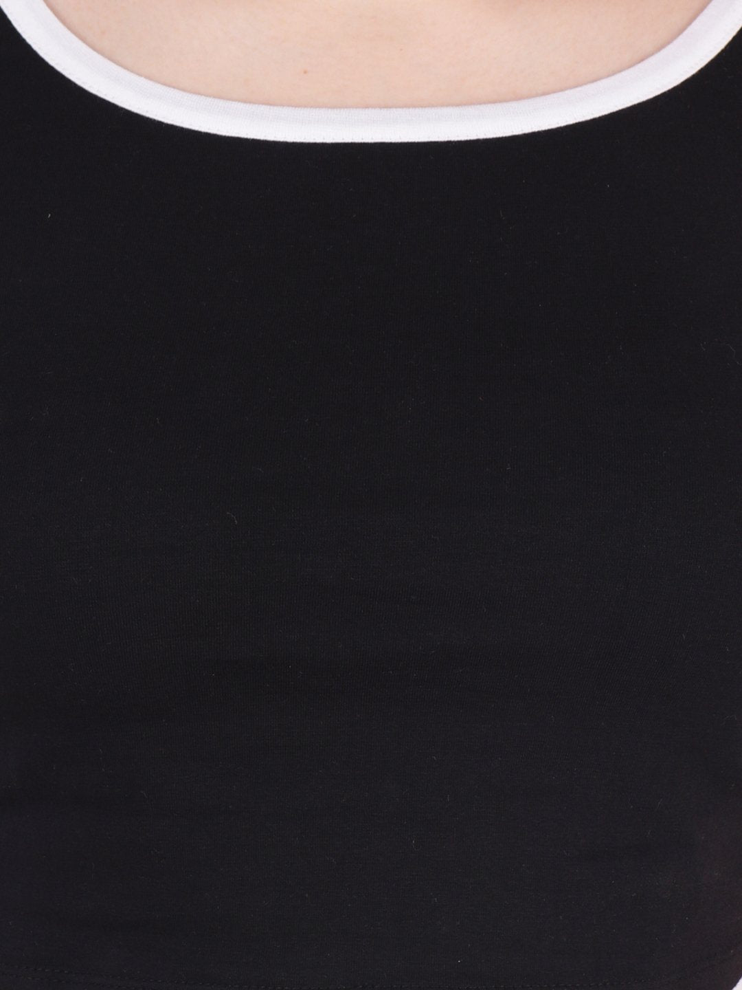 SCORPIUS Black Hosiery Crop top with white borders