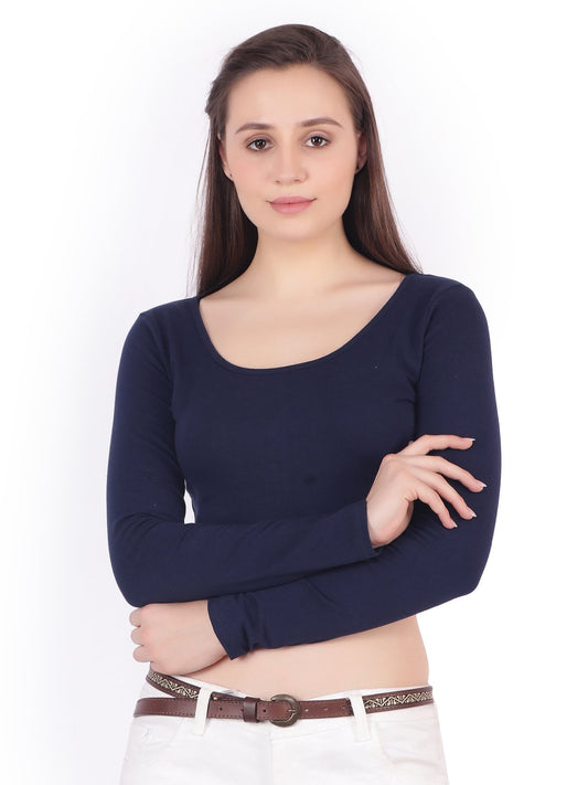 SCORPIUS Navy full sleeve Crop top