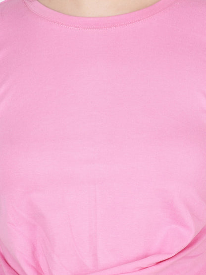 SCORPIUS Pink front knot Crop top