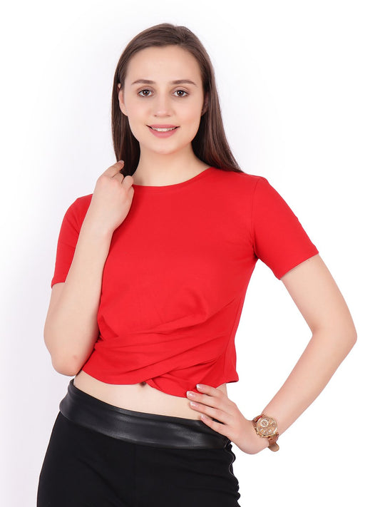 SCORPIUS Red front knot Crop top