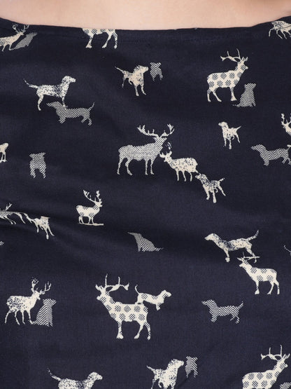 SCORPIUS Navy printed Crop top