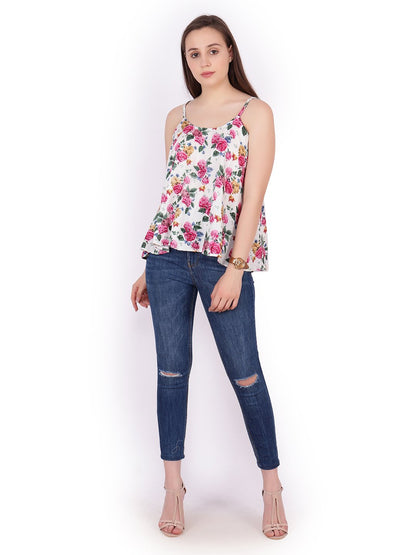 SCORPIUS white printed strap top