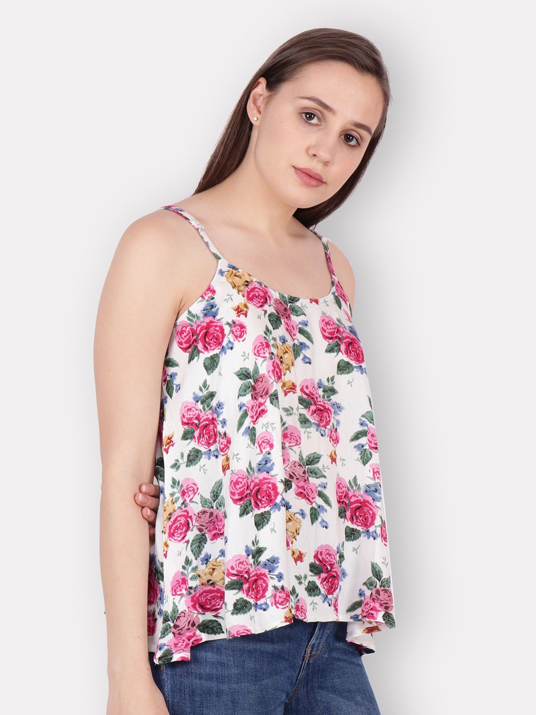 SCORPIUS white printed strap top