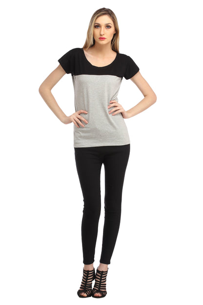 Grey and Black Solid Top