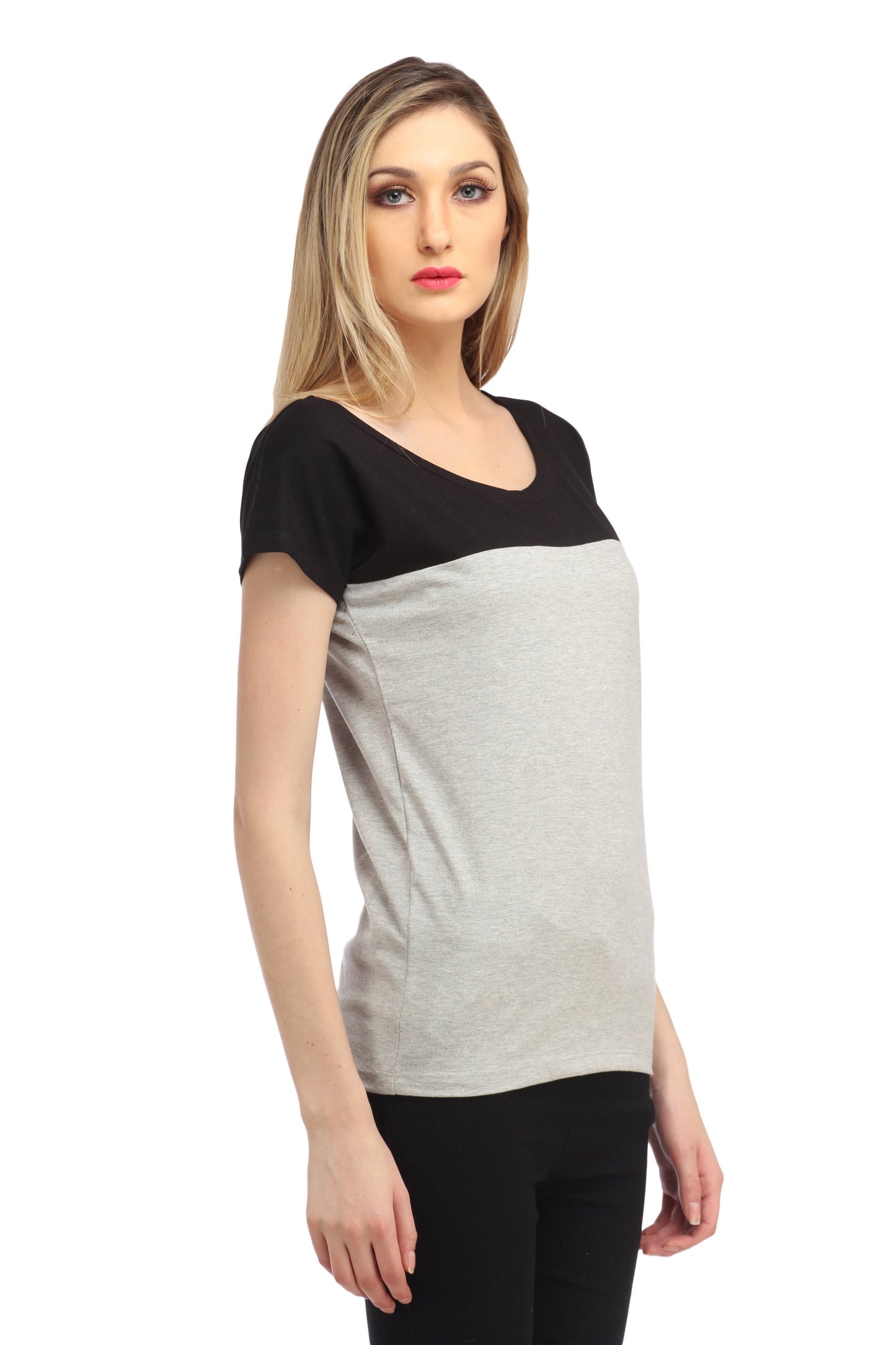 Grey and Black Solid Top