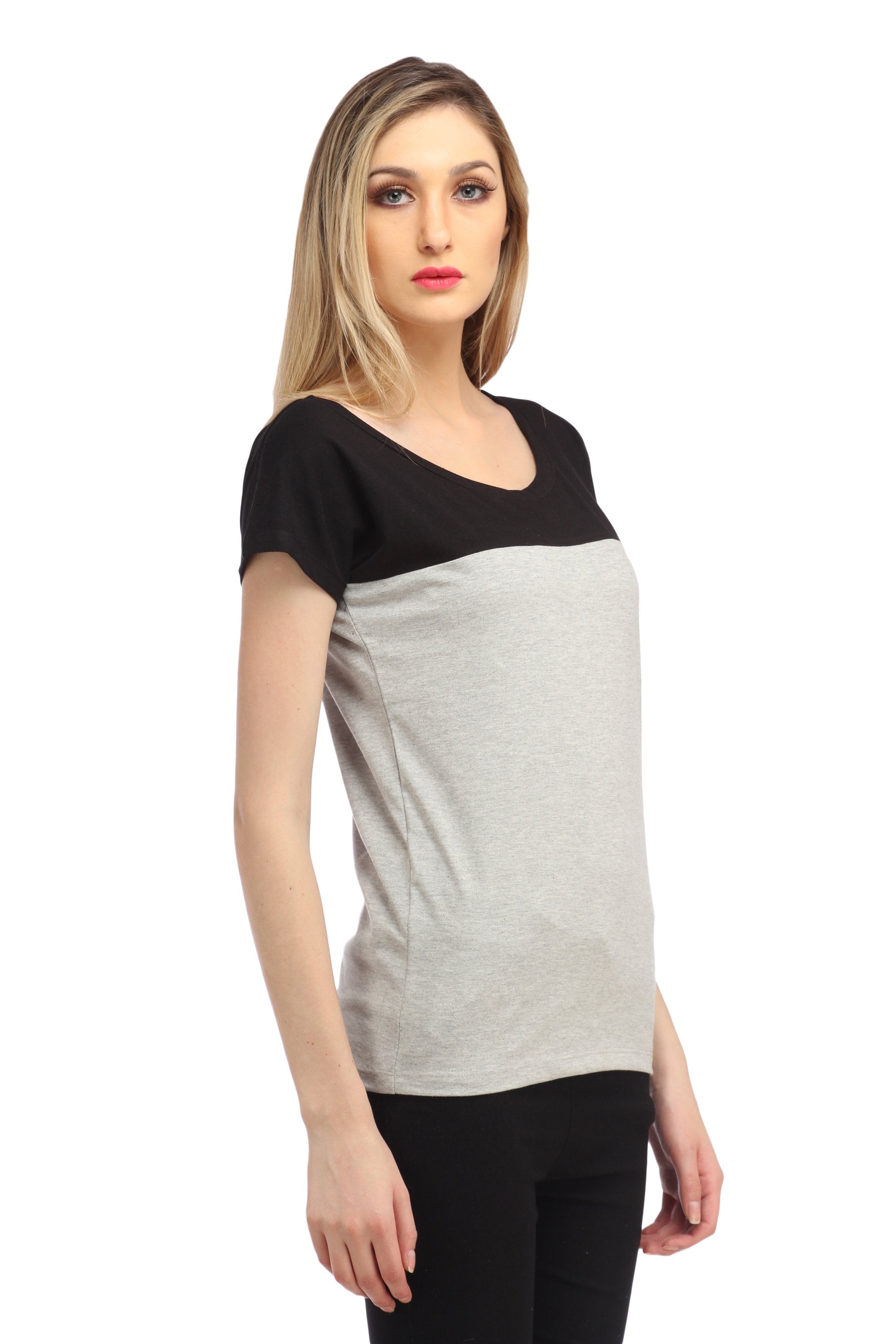 Grey and Black Solid Top
