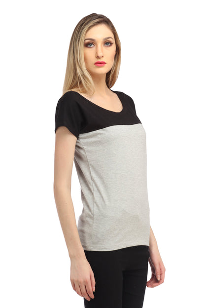 Grey and Black Solid Top