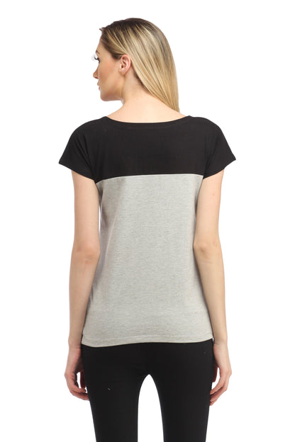 Grey and Black Solid Top