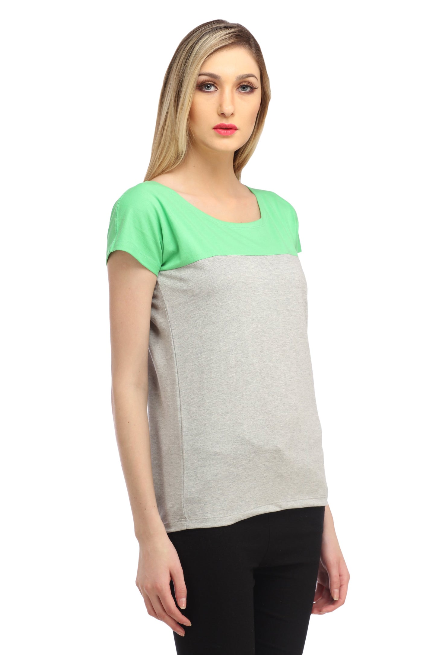 Grey and Green Solid Top