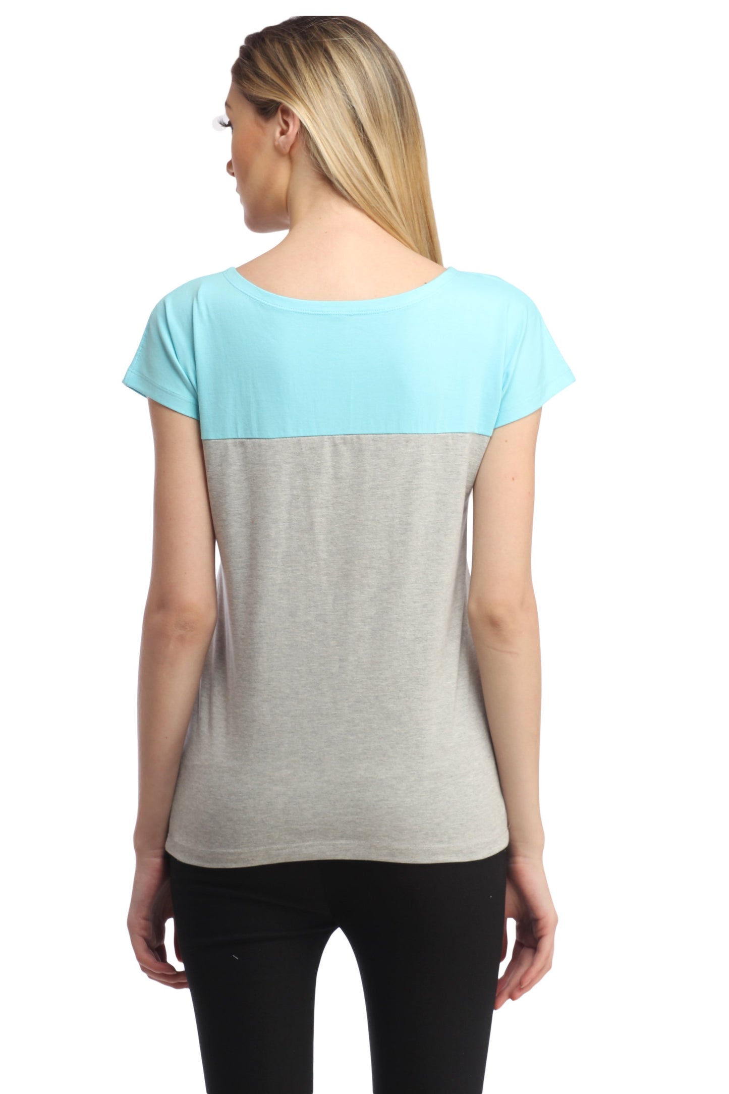 Grey and Blue Solid Top
