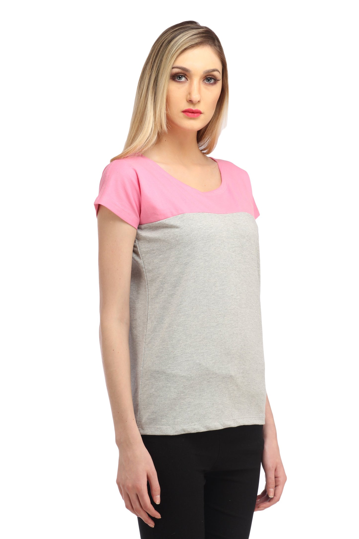 Grey and Pink Solid Top