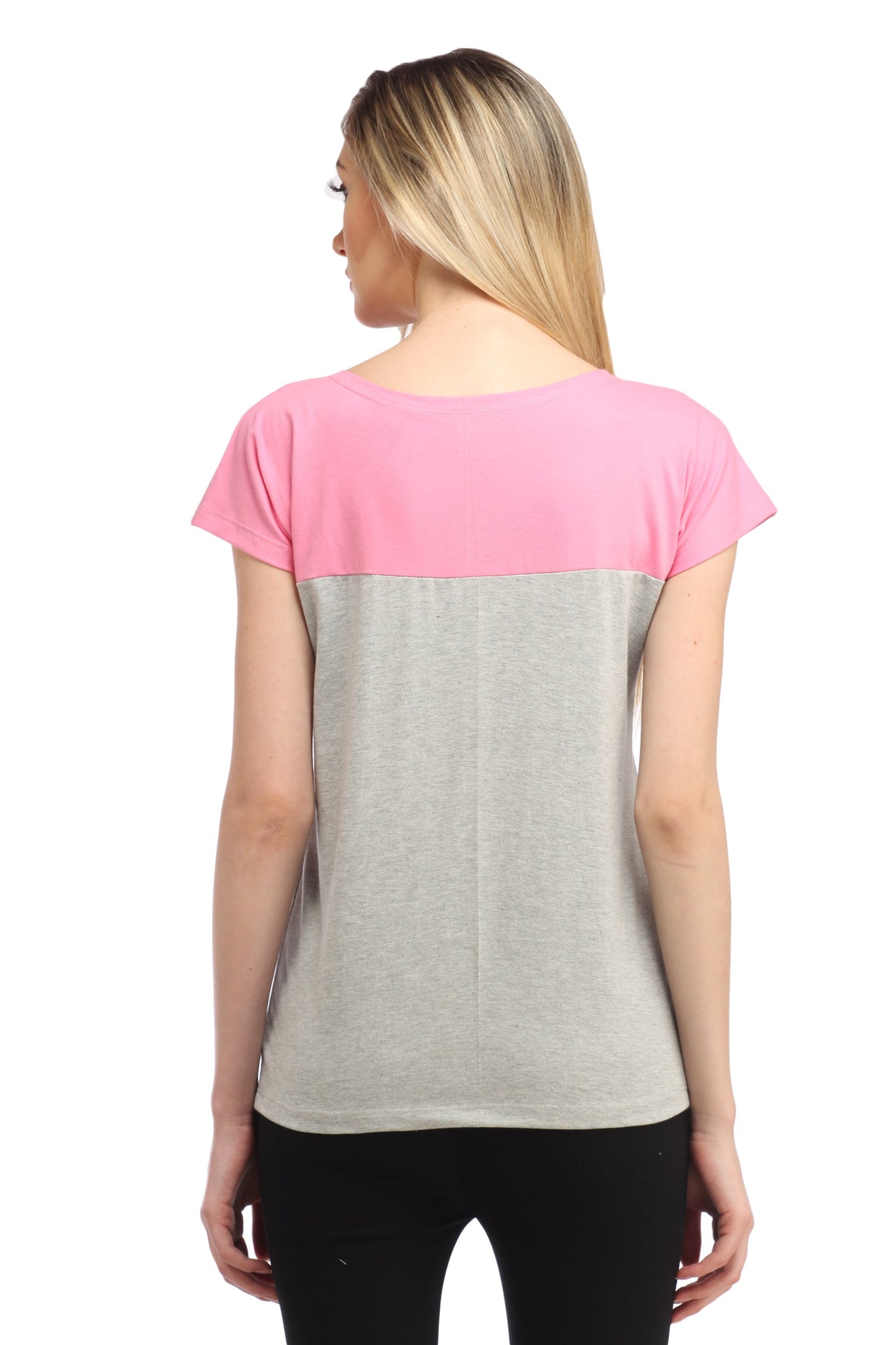 Grey and Pink Solid Top