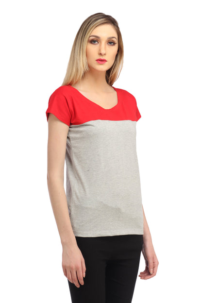 Grey and Red Solid Top