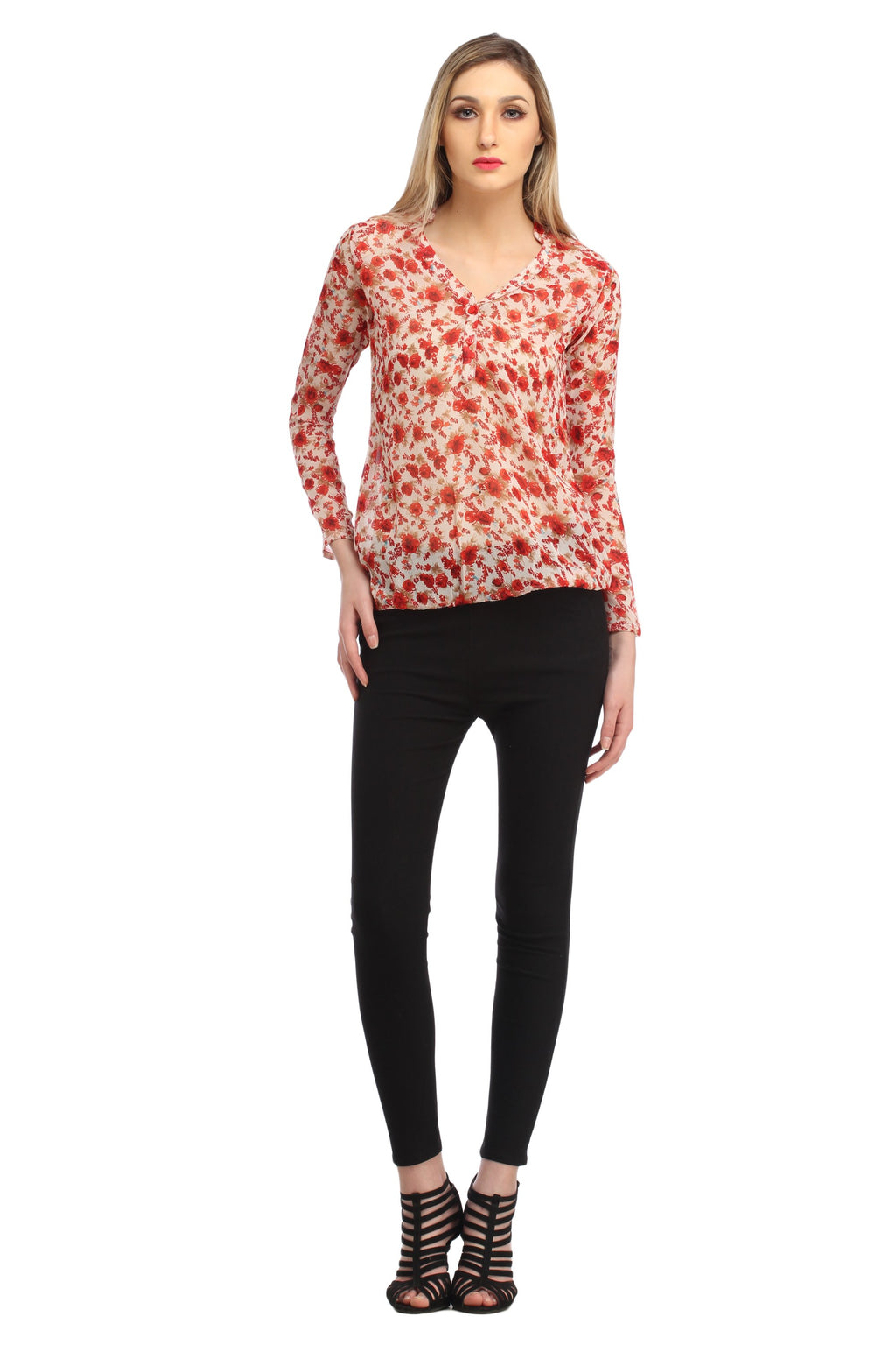 Red Printed  Top