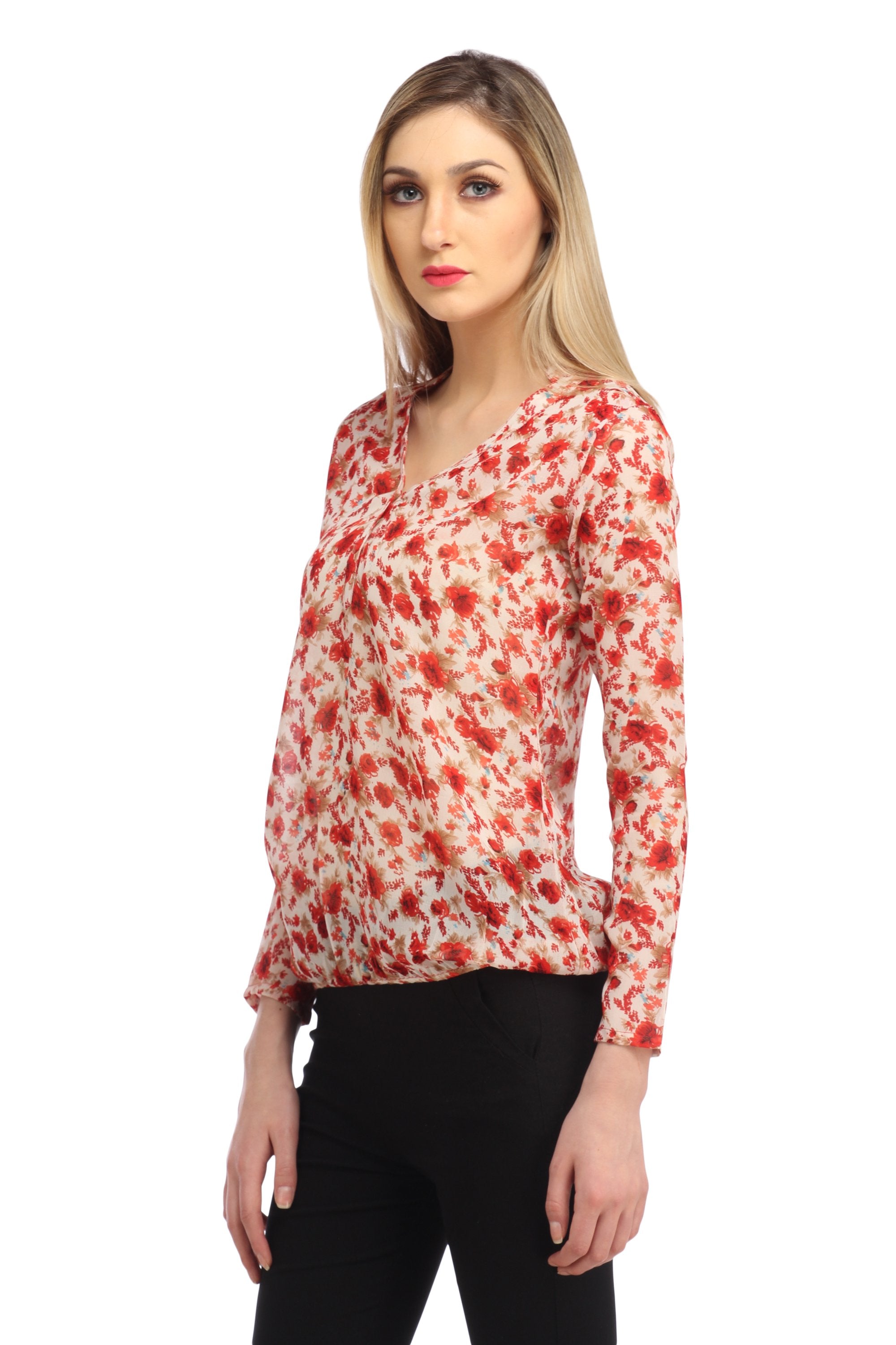 Red Printed  Top