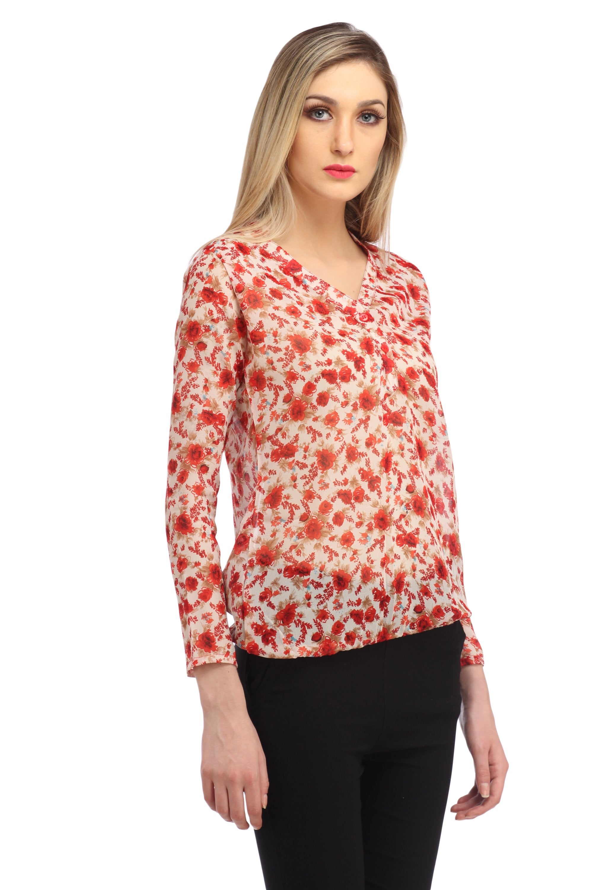 Red Printed  Top