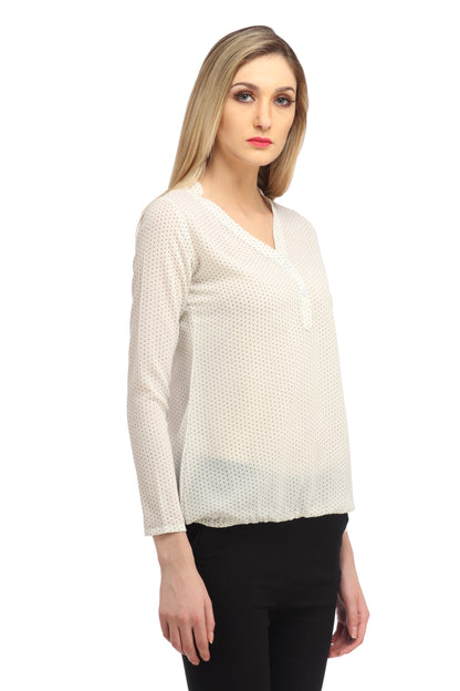 White Printed Top
