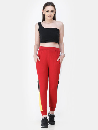 SCORPIUS RED SIDE STRAP TRACK PANT