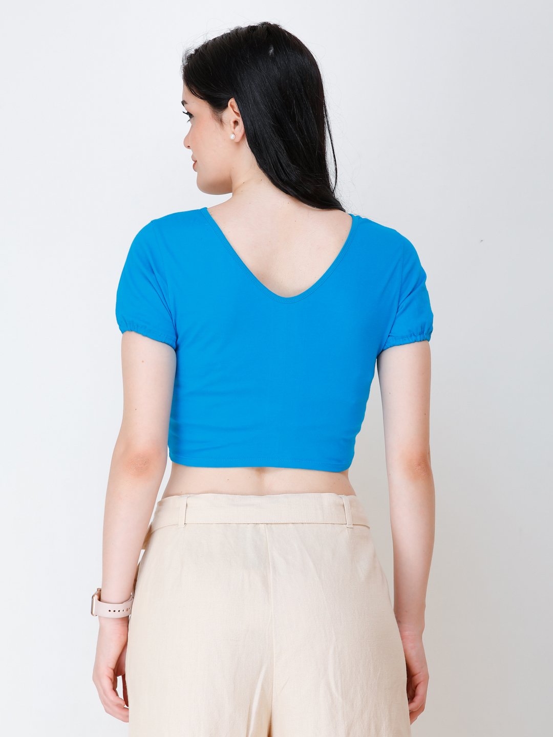 SCORPIUS Turquoise Blue styled front crop top