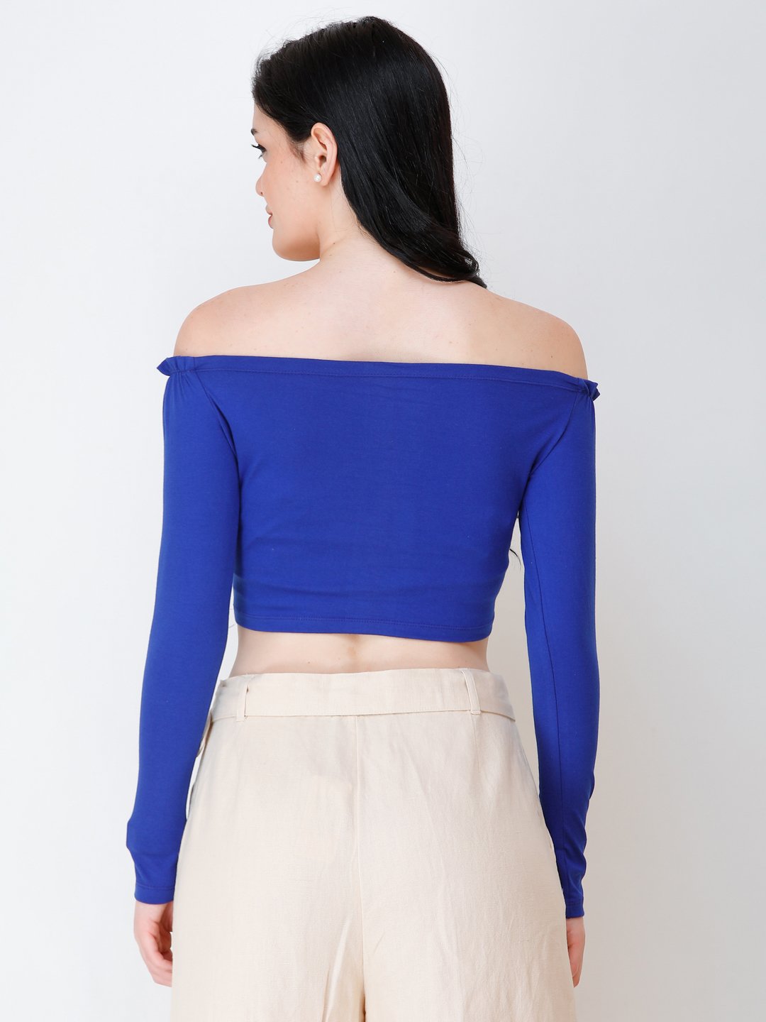 SCORPIUS Royal Blue off shoulder crop top