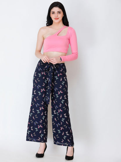 SCORPIUS Pink one shoulder crop top